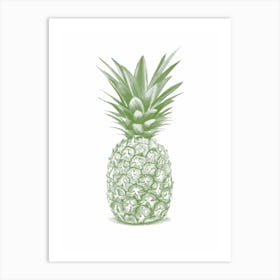 Green Pineapple Handrawn Art Print