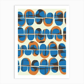 Blue And Black Semicircles Art Print