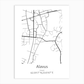 Alavus,Finland Minimalist Map Art Print