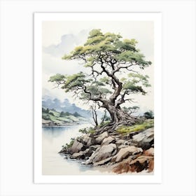 Sado Island In Niigata, Japanese Brush Painting, Ukiyo E, Minimal 4 Art Print