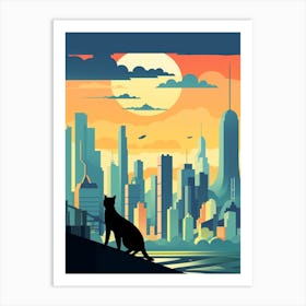 Shenzhen, China Skyline With A Cat 1 Art Print