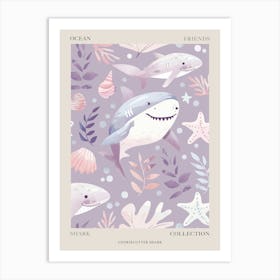 Purple Cookiecutter Shark Illustration 2 Poster Art Print