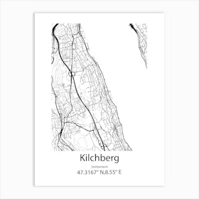 Kilchberg,Switzerland Minimalist Map Art Print