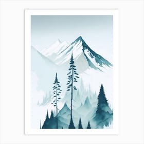 Mountain And Forest In Minimalist Watercolor Vertical Composition 206 Art Print