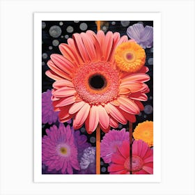Surreal Florals Gerbera Daisy 3 Flower Painting Art Print