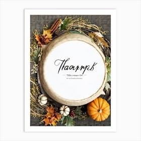 A Digital Render Of A Thanksgiving Themed Art Design Capturing An Overhead View Of A Large Round Pu (4) Art Print