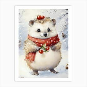 Christmas Hedgehog 1 Art Print