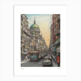 Cairo Egypt Drawing Pencil Style 3 Travel Poster Art Print