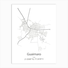 Guaimaro,Cuba Minimalist Map Art Print