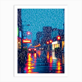 Rainy Urban Street Affiche