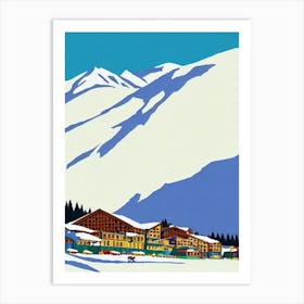 Val D'Isère 2, France Midcentury Vintage Skiing Poster Art Print