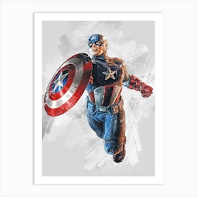 Captain America Flying Art Print