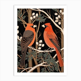 Art Nouveau Birds Poster Cardinal 2 Art Print