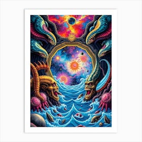 Aliens In The Ocean Abstraction Poster