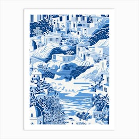 Santorini, Greece, Inspired Travel Pattern 1 Art Print