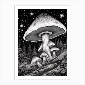 Mushroom And A Starry Night 4 Art Print