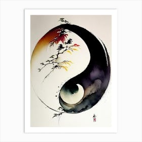 Repeat 1 Yin And Yang Japanese Ink Art Print