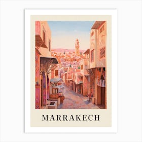 Marrakech Morocco 1 Vintage Pink Travel Illustration Poster Art Print