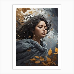 Girl In The Forest Art Print