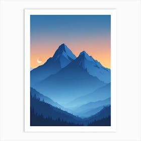 Misty Mountain Background Blue Color Theme Sunset Simple Minimalistic Vector Art Light Color 2 20231023195935278 Jaxu 9cym Art Print