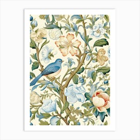 Blue Bird On A Branch Art Print