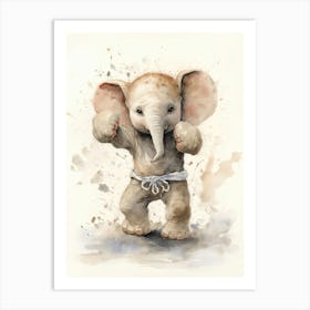 Elephant Painting Boxing Watercolour 2 Art Print