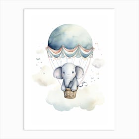 Baby Elephant 4 In A Hot Air Balloon Art Print