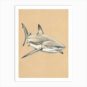 Blacktip Reef Shark  Vintage Illustration 6 Art Print