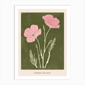 Pink & Green Forget Me Not 2 Flower Poster Art Print