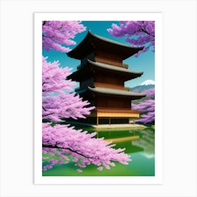 Sakura Blossom Cherry Blossoms Mount Fuji Japan Art Print