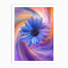 Blue Flower In A Swirl 1 Art Print