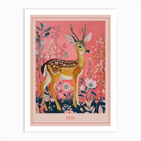 Floral Animal Painting Deer 2 Poster Art Print