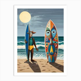 Surfers At The Beach Art Print