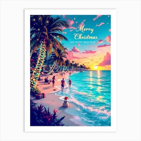 Merry Christmas & Happy New Year In Florida Art Print