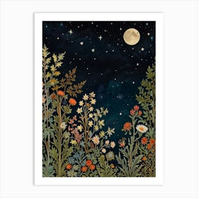 Moonlight Garden Style William Morris 1 Art Print Art Print