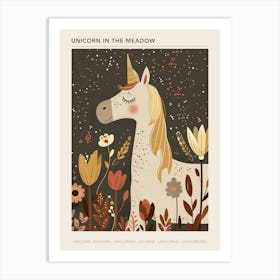 Unicorn In The Meadow Mocha Pastel 1 Poster Art Print