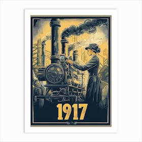 Aihrgdesign A Vintage Industrial Poster Showing Women Working 2eab482d Bd2c 45cf A6a9 Aba2df981be5 0 Art Print