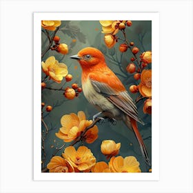 Bird Perched On A Branch Art Print