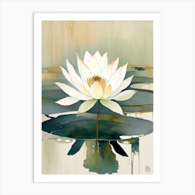 Lotus Flower And Water Symbol Abstract Painting Art Print