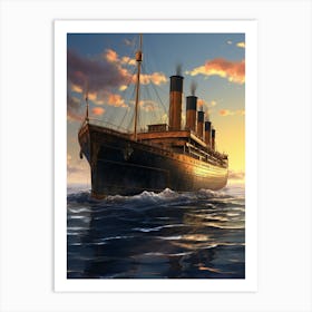 Titanic Ship Sunset 1 Art Print
