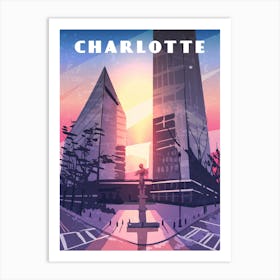 Charlotte, USA — Retro travel minimalist poster Art Print