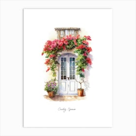 Cadiz, Spain   Mediterranean Doors Watercolour Painting 4 Poster Art Print