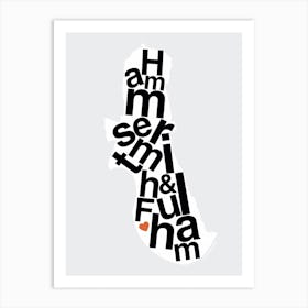 Hammersmith And Fulham Type Map Art Print
