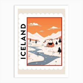 Retro Winter Stamp Poster Iceland 2 Art Print