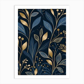 Seamless Pattern With Gold Leaves Art Print