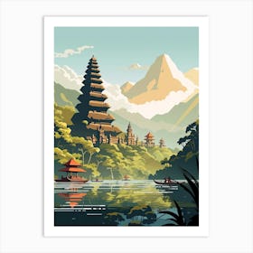 Bali, Indonesia, Flat Illustration 1 Art Print