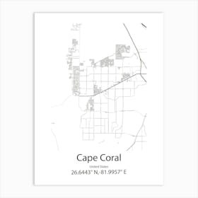 Cape Coral,United States Minimalist Map 1 Art Print