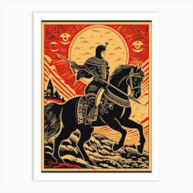 The Chariot Tarot Card, Vintage 3 Art Print