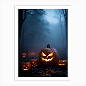 Halloween Pumpkins In The Woods Art Print