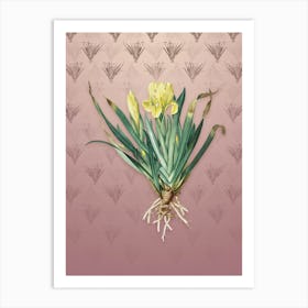 Vintage Crimean Iris Botanical on Dusty Pink Pattern n.1234 Art Print